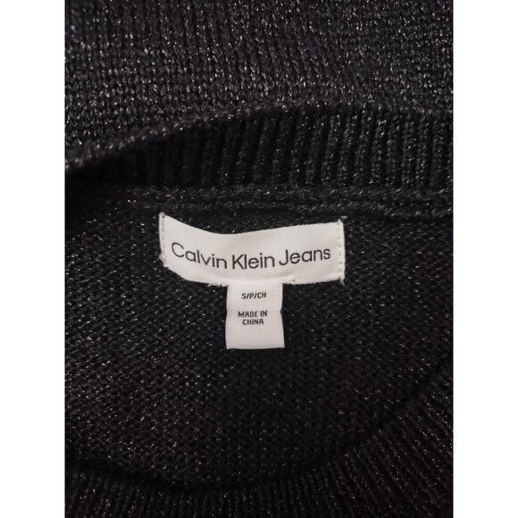 Calvin Klein Jeans Black Sleeveless Knit Top With Metallic Accents, Size S/P - Picture 3 of 8